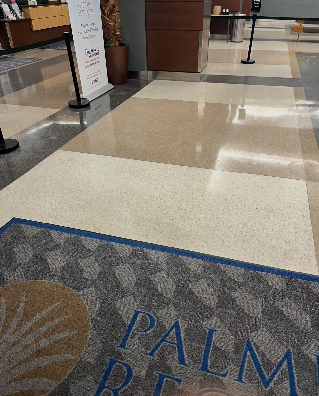 Polished lobby floor at Palmdale Regional Medical Center
